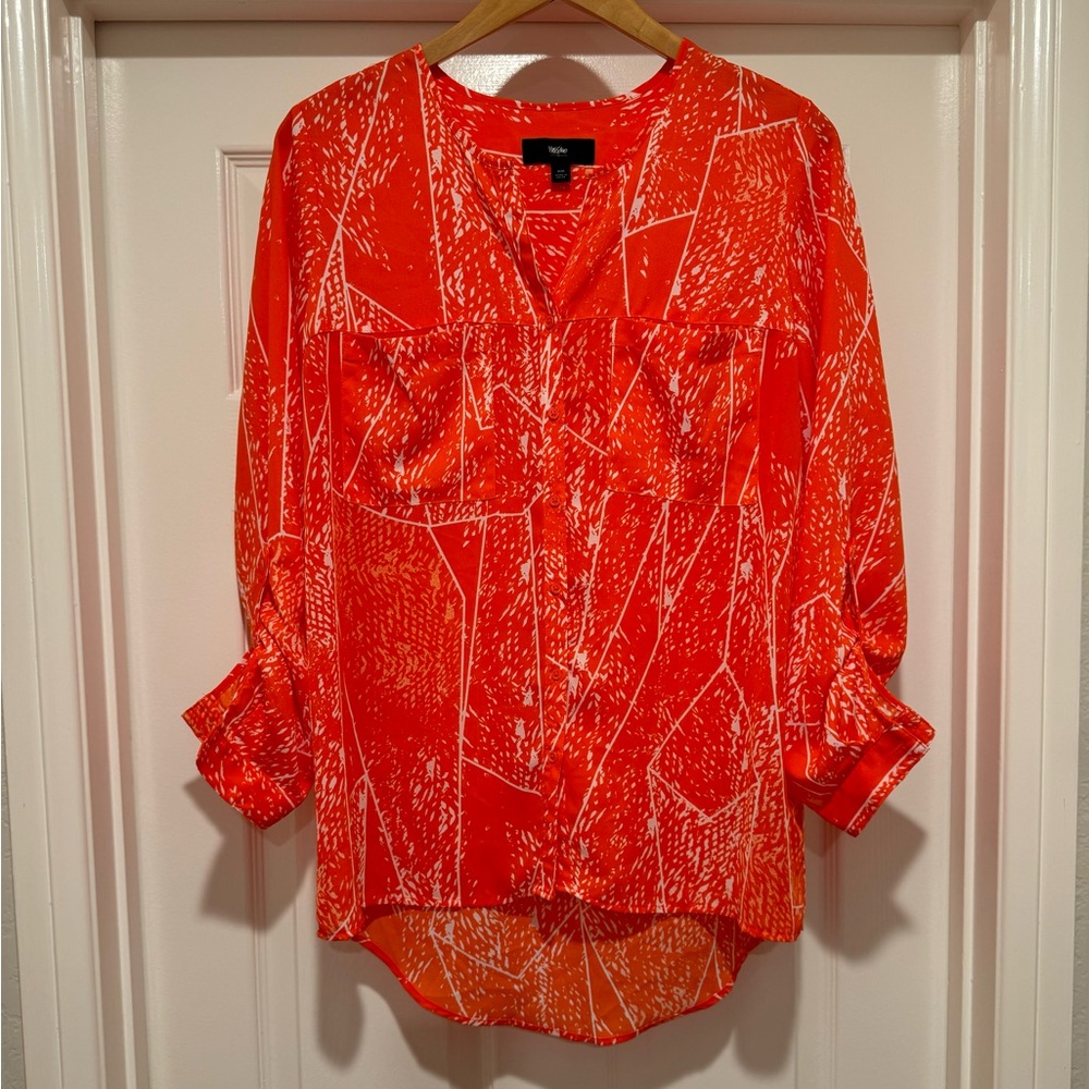 Brand new! MOSSIMO Orange Tunic Top Blouse Roll Tab Sleeve Size Medium